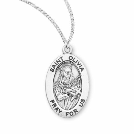 Patron Saint Olivia Oval Sterling Silver Medal