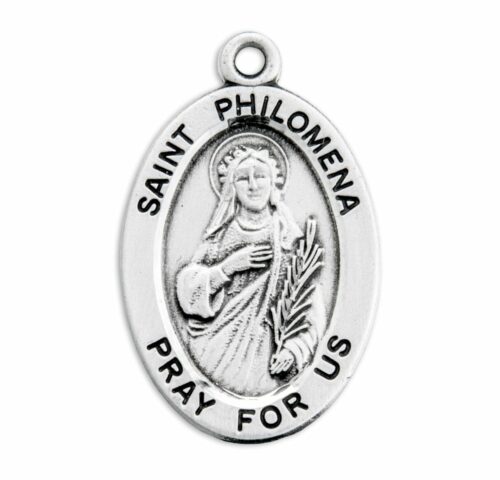 Patron Saint Philomena Oval Sterling Silver Medal - Image 2