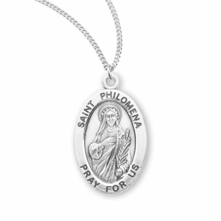 Patron Saint Philomena Oval Sterling Silver Medal