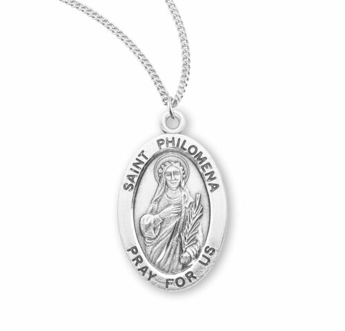 Patron Saint Philomena Oval Sterling Silver Medal