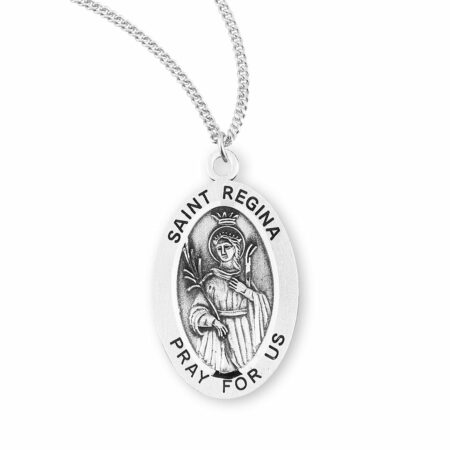 Patron Saint Regina Oval Sterling Silver Medal