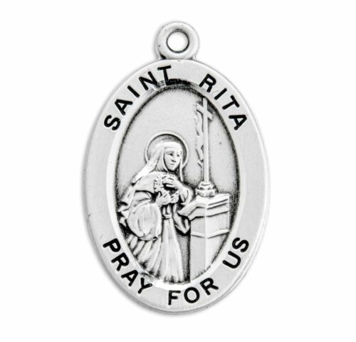 Patron Saint Rita Oval Sterling Silver Medal - Image 2