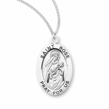 Patron Saint Rose Oval Sterling Silver Medal
