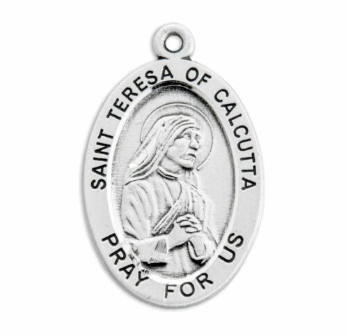 Patron Saint Teresa of Calcutta Oval Sterling Silver Medal - Image 2