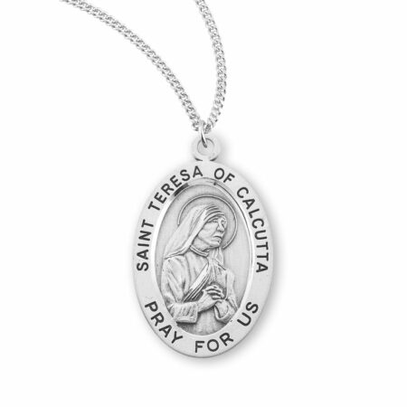 Patron Saint Teresa of Calcutta Oval Sterling Silver Medal
