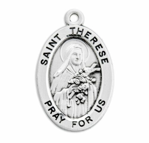 Patron Saint Therese of Lisieux Oval Sterling Silver Medal - Image 2