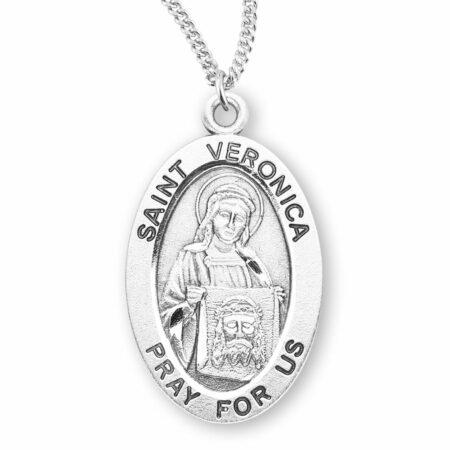 Patron Saint Veronica Oval Sterling Silver Medal