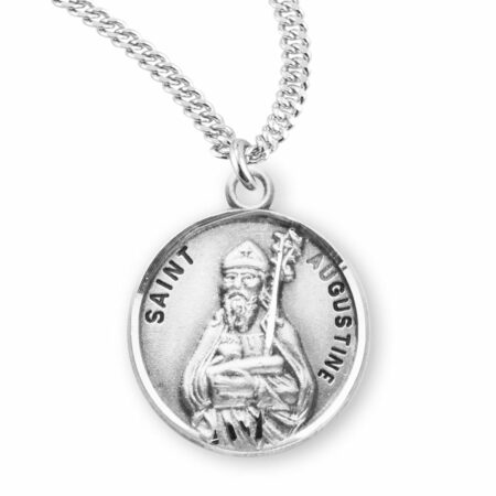 Patron Saint Augustine Round Sterling Silver Medal