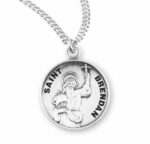 Patron Saint Brendan Round Sterling Silver Medal