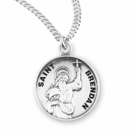 Patron Saint Brendan Round Sterling Silver Medal