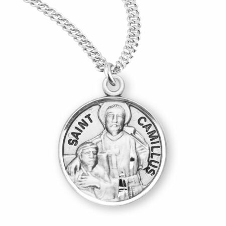 Patron Saint Camillus Round Sterling Silver Medal