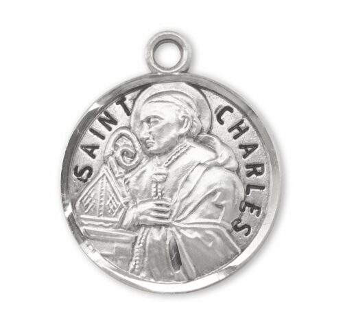 Patron Saint Charles Round Sterling Silver Medal - Image 2
