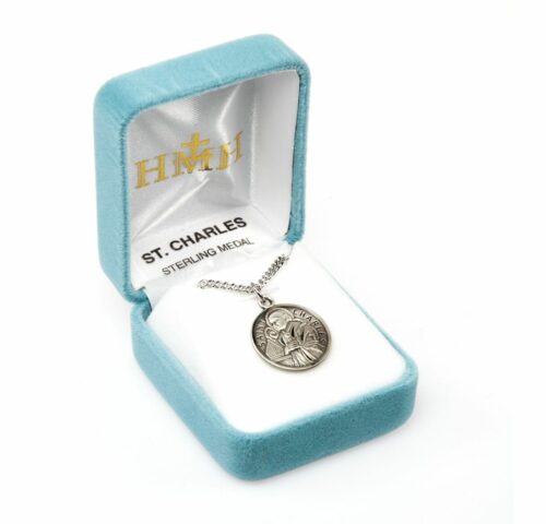 Patron Saint Charles Round Sterling Silver Medal - Image 4