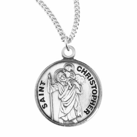 Paint Christopher Round Sterling Silver Medal