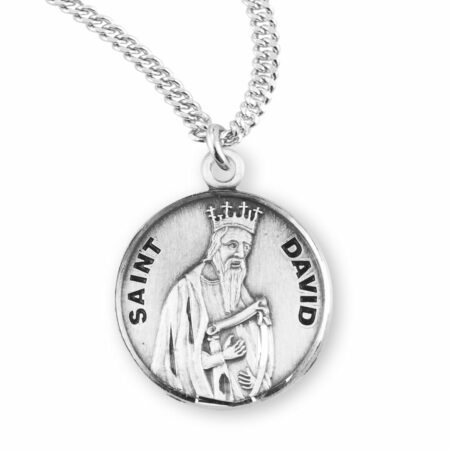 Patron Saint David Round Sterling Silver Medal