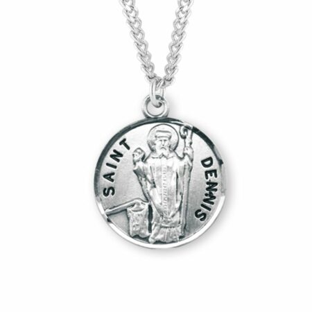 Patron Saint Dennis Round Sterling Silver Medal