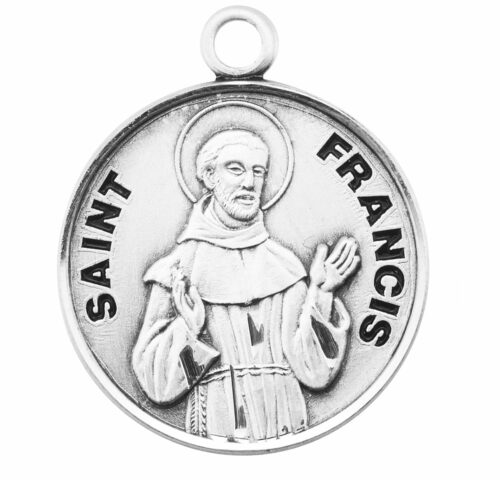 Patron Saint Francis Round Sterling Silver Medal - Image 2