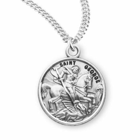 Patron Saint George Round Sterling Silver Medal