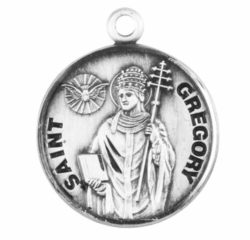 Patron Saint Gregory Round Sterling Silver Medal - Image 2