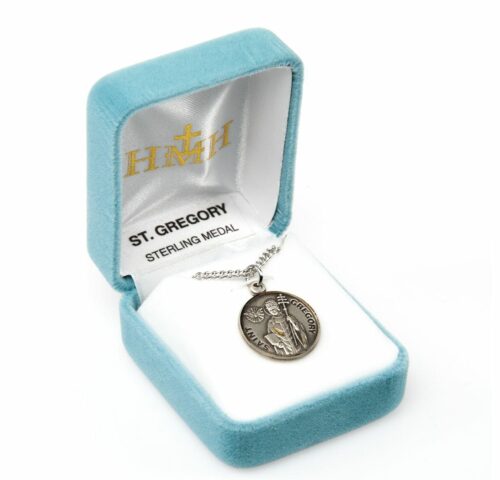 Patron Saint Gregory Round Sterling Silver Medal - Image 4