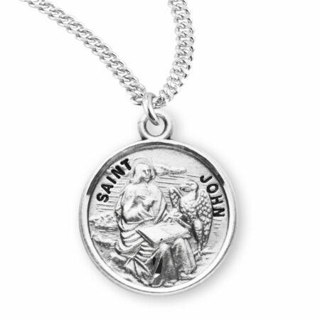 Patron Saint John the Evangelist Round Sterling Silver Medal