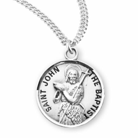Patron Saint John the Baptist Round Sterling Silver Medal