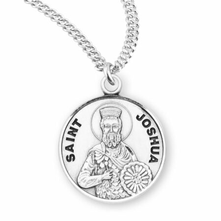 Patron Saint Joshua Round Sterling Silver Medal