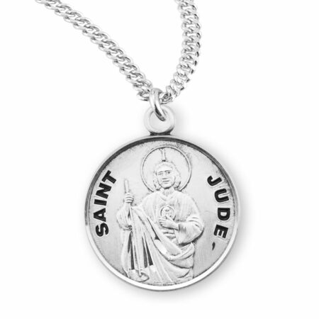 Patron Saint Jude Round Sterling Silver Medal