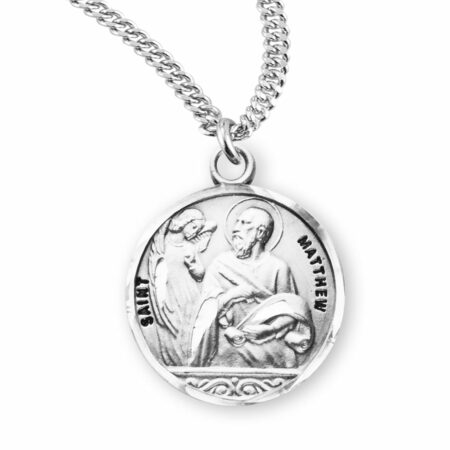 Patron Saint Matthew Round Sterling Silver Medal