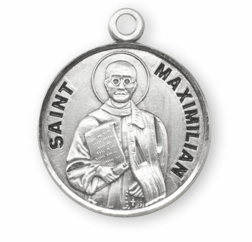 Patron Saint Maximilian Round Sterling Silver Medal - Image 2