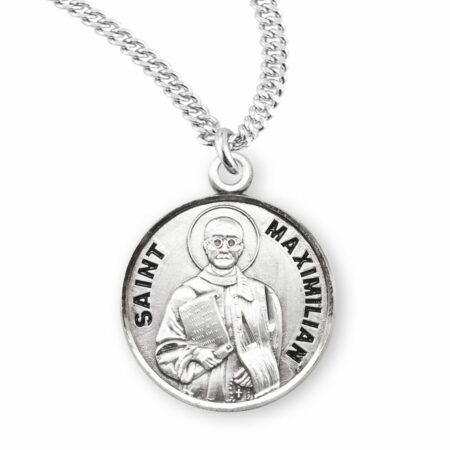 Patron Saint Maximilian Round Sterling Silver Medal