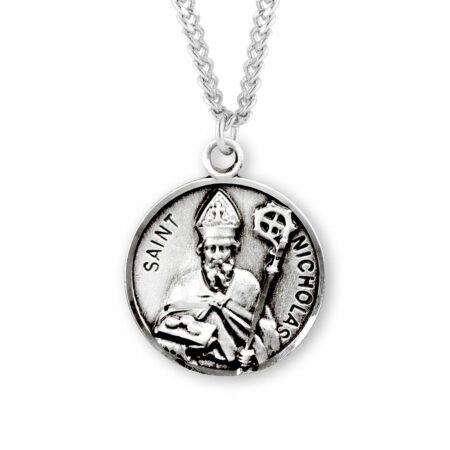 Patron Saint Nicholas Round Sterling Silver Medal