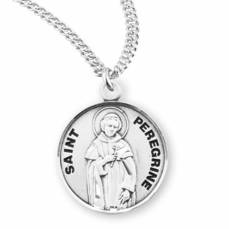 Patron Saint Peregrine Round Sterling Silver Medal