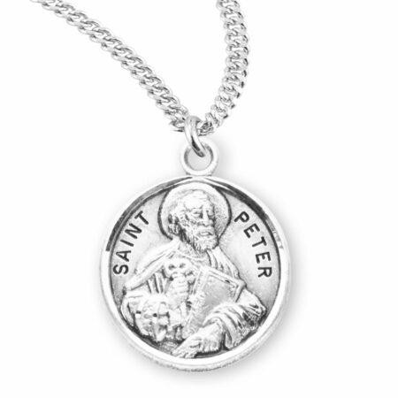 Patron Saint Peter Round Sterling Silver Medal