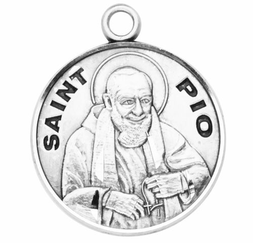 Patron Saint Pio Round Sterling Silver Medal - Image 2