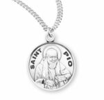 Patron Saint Pio Round Sterling Silver Medal