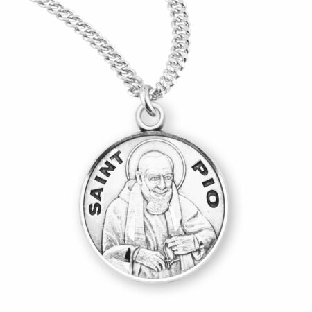 Patron Saint Pio Round Sterling Silver Medal