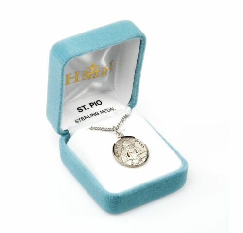 Patron Saint Pio Round Sterling Silver Medal - Image 4