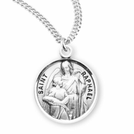 Patron Saint Raphael Round Sterling Silver Medal