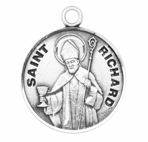 Patron Saint Richard Round Sterling Silver Medal - Image 2