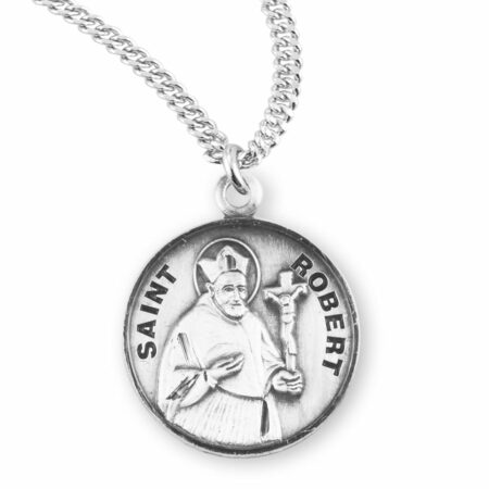 Patron Saint Robert Round Sterling Silver Medal