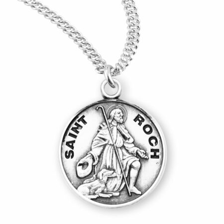 Patron Saint Roch Round Sterling Silver Medal