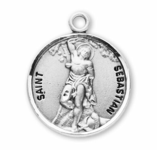 Patron Saint Sebastian Round Sterling Silver Medal - Image 2