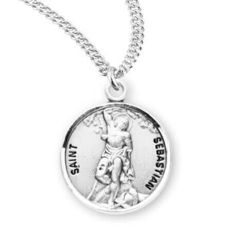 Patron Saint Sebastian Round Sterling Silver Medal