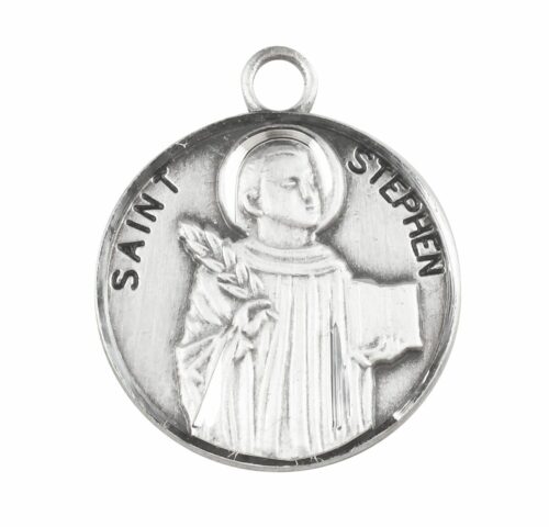 Patron Saint Stephen Round Sterling Silver Medal - Image 2