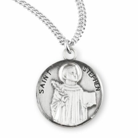 Patron Saint Stephen Round Sterling Silver Medal