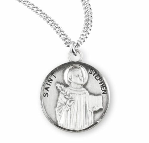Patron Saint Stephen Round Sterling Silver Medal