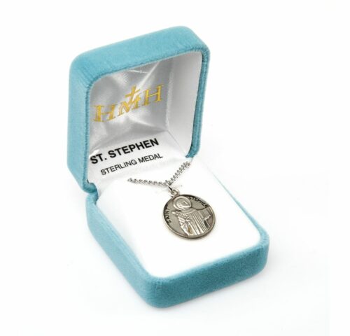 Patron Saint Stephen Round Sterling Silver Medal - Image 4