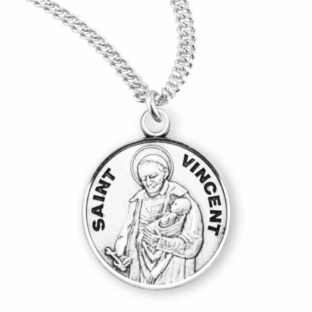 Patron Saint Vincent Round Sterling Silver Medal