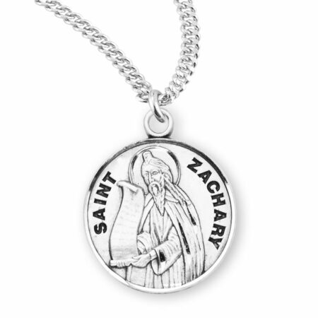 Patron Saint Zachary Round Sterling Silver Medal